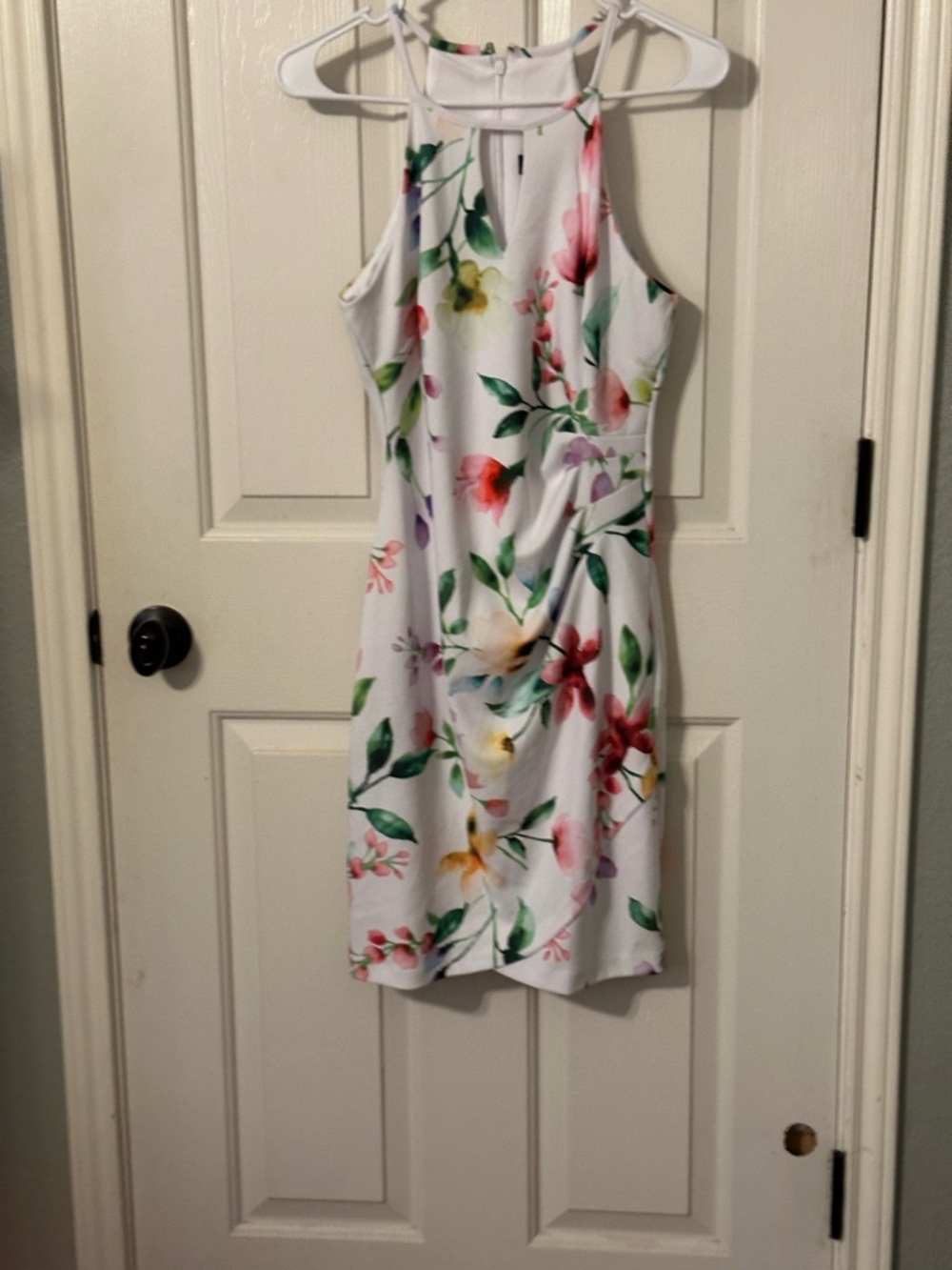 Guess White Floral Halter Mini Dress